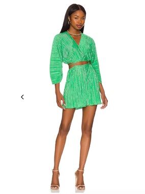 Good American Plisse Sculpted Dress Summer Green NWT Size 1/2